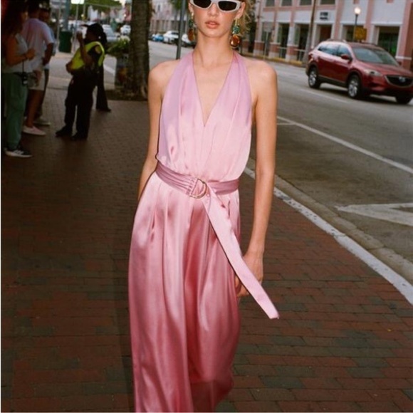 ZARA SATIN EFFECT JUMPSUIT WITH BELT - Picture 8 of 16